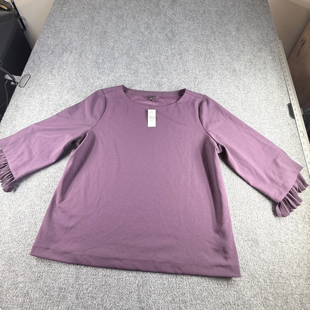 Ann Taylor XXL Purple Pleated Ruffle Cuff 3/4 Sleeve Blouse 29156740 NWT